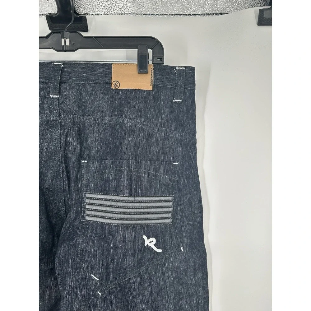 Rocawear‎ Baggy Embroidered Dark Jeans Y2K Vintage Skater 00s 2000s Size 38x34
